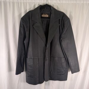 Guide Gear Leather Jacket Men's XL Black 2 Button Front Pockets Long
